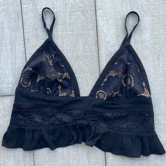 For Love of Lemons Sonya Black Lace Crop Top - Picture 4 of 8